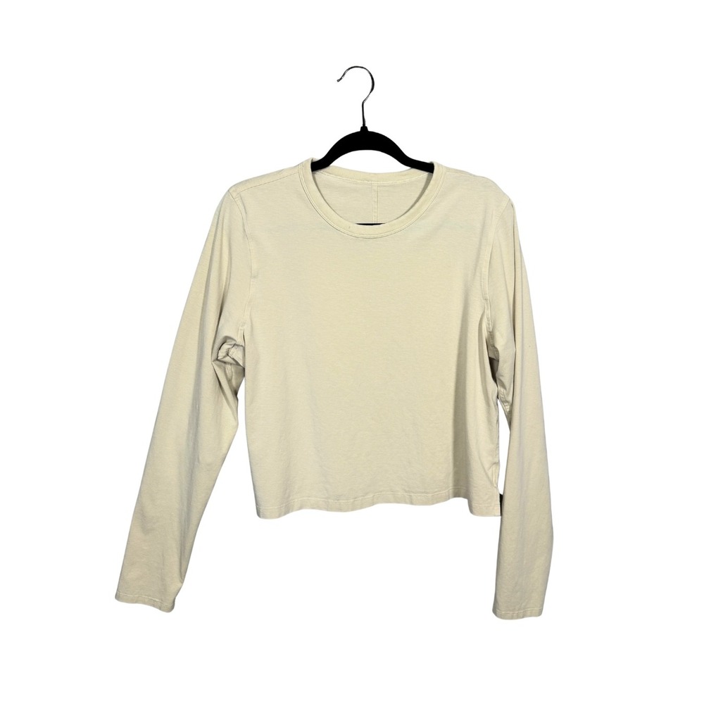 Lululemon Cates Long Sleeve Cropped T-Shirt Pima Cotton Cream Beige Size 6